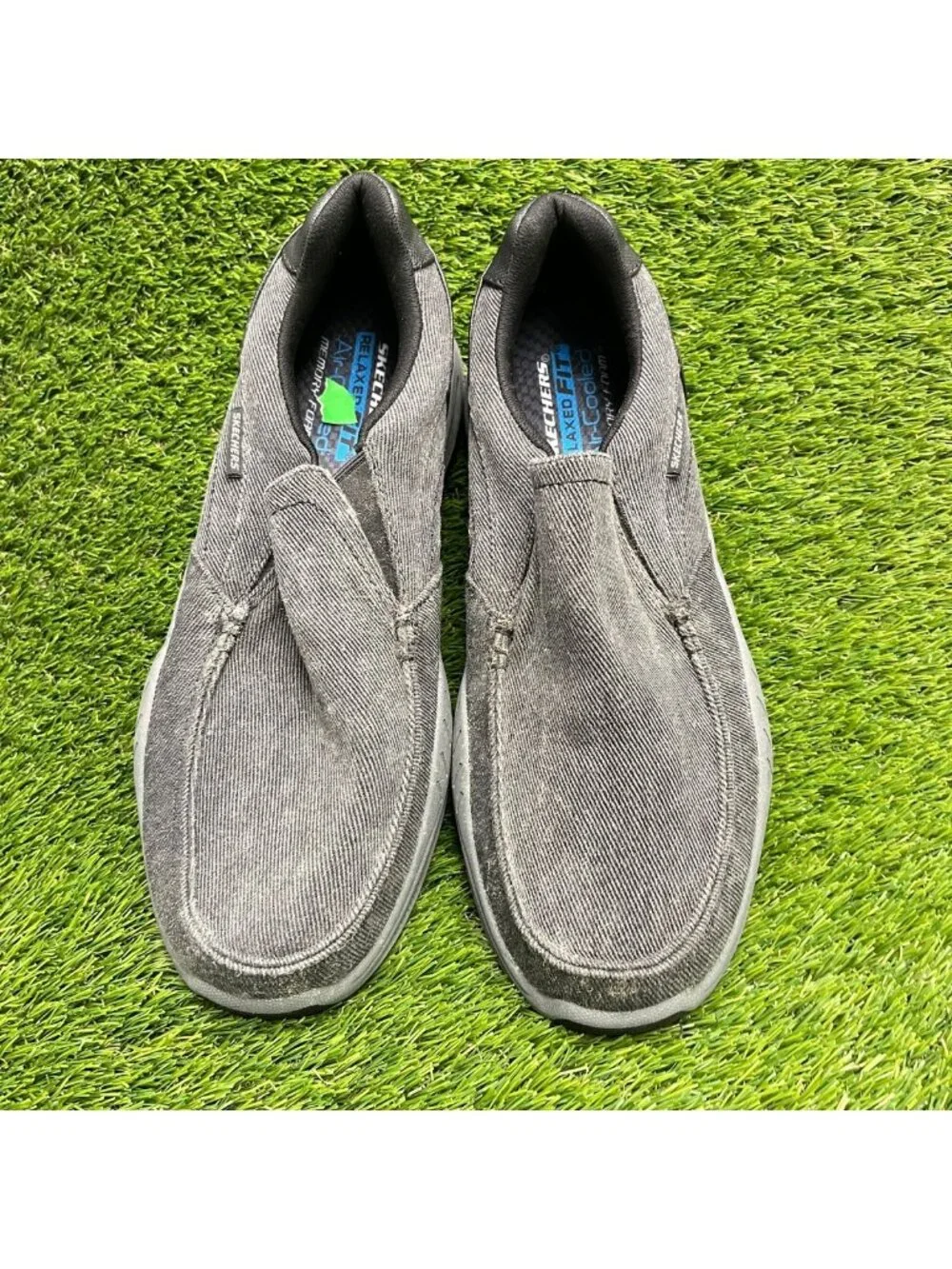 Skechers Cohagen-Vierra Mens Size 13 Gray Black Athletic Slip-On Shoes Sneakers